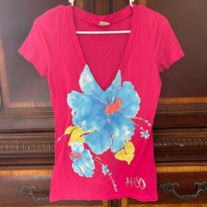 Hollister pink flower shirt